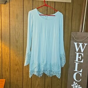 Blue Pepper Blue Lace Long Sleeve Dress